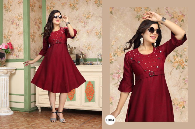 Ft Pink Latest Heavy Rayon Casual Kurtis Collection